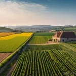 친환경농업 기술의 장기적인 전망 - **Prompt:** A serene, wide-angle shot of a cutting-edge French agricultural landscape during the gol...