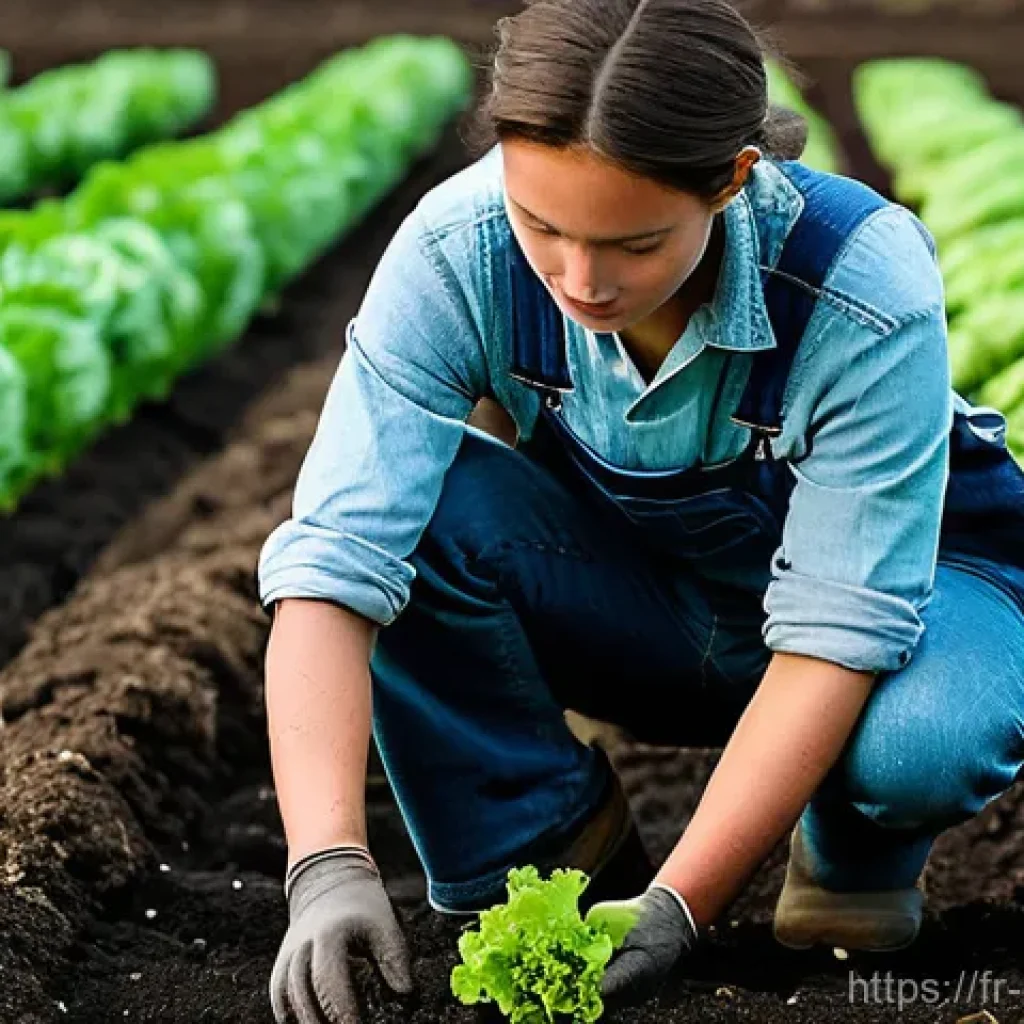 친환경농업기술자 자격증 취득 후 진로 전환 - **Prompt:** "A medium shot of an organic farming technician, mid-20s, with a gender-neutral appearan...