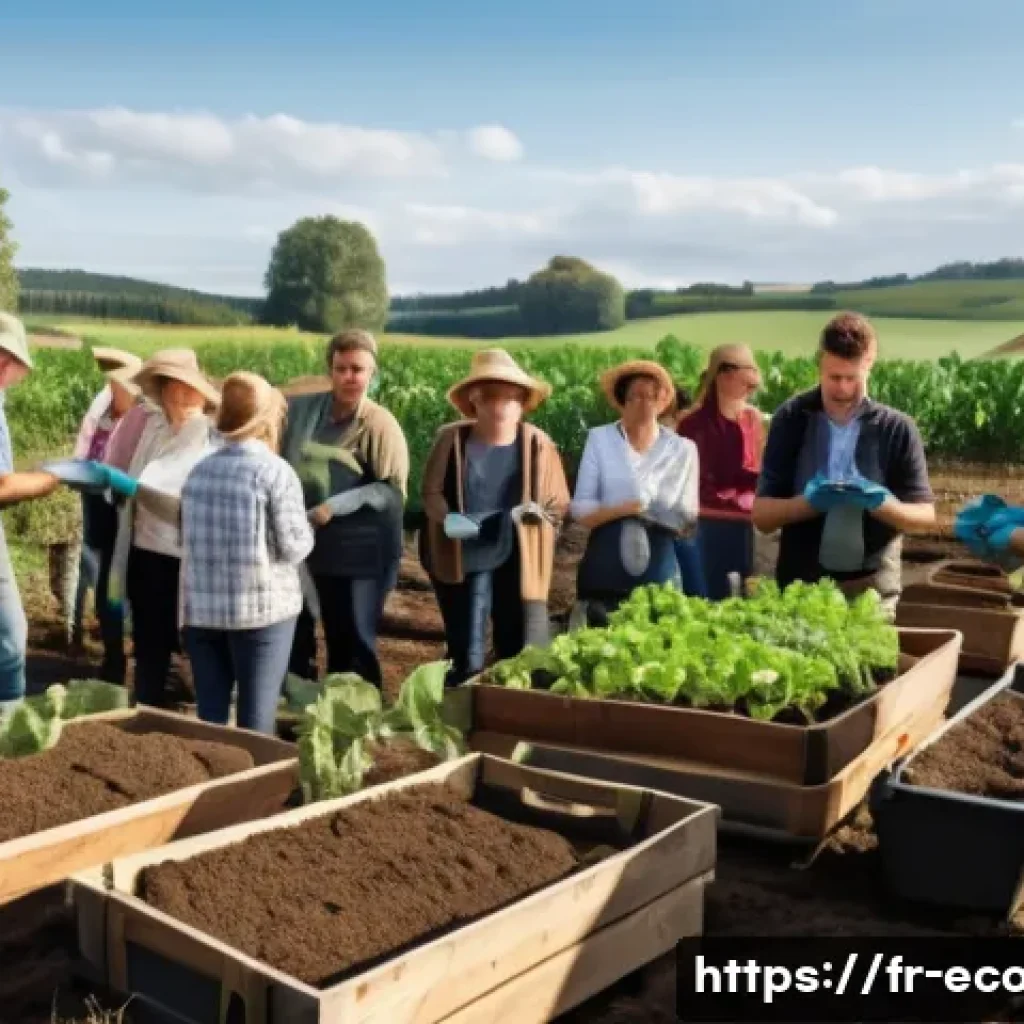친환경농업 자격증 취득을 위한 공부법 - A detailed scene of a French organic farm workshop: a diverse group of adults attentively participat...