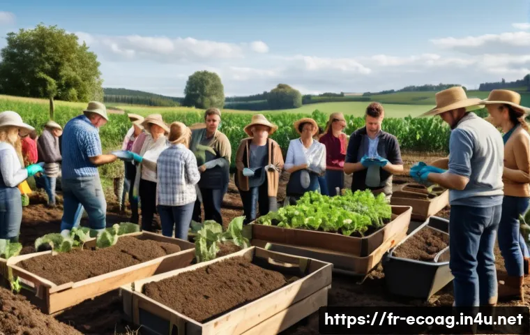친환경농업 자격증 취득을 위한 공부법 - A detailed scene of a French organic farm workshop: a diverse group of adults attentively participat...