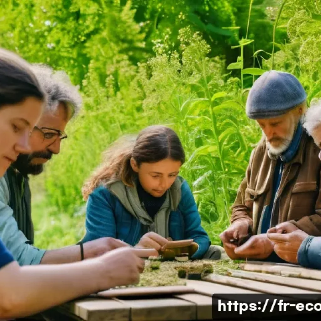 친환경농업기술자 경력 관리 방법 - A modern ecological agriculture workshop scene in rural France during spring, showing diverse partic...