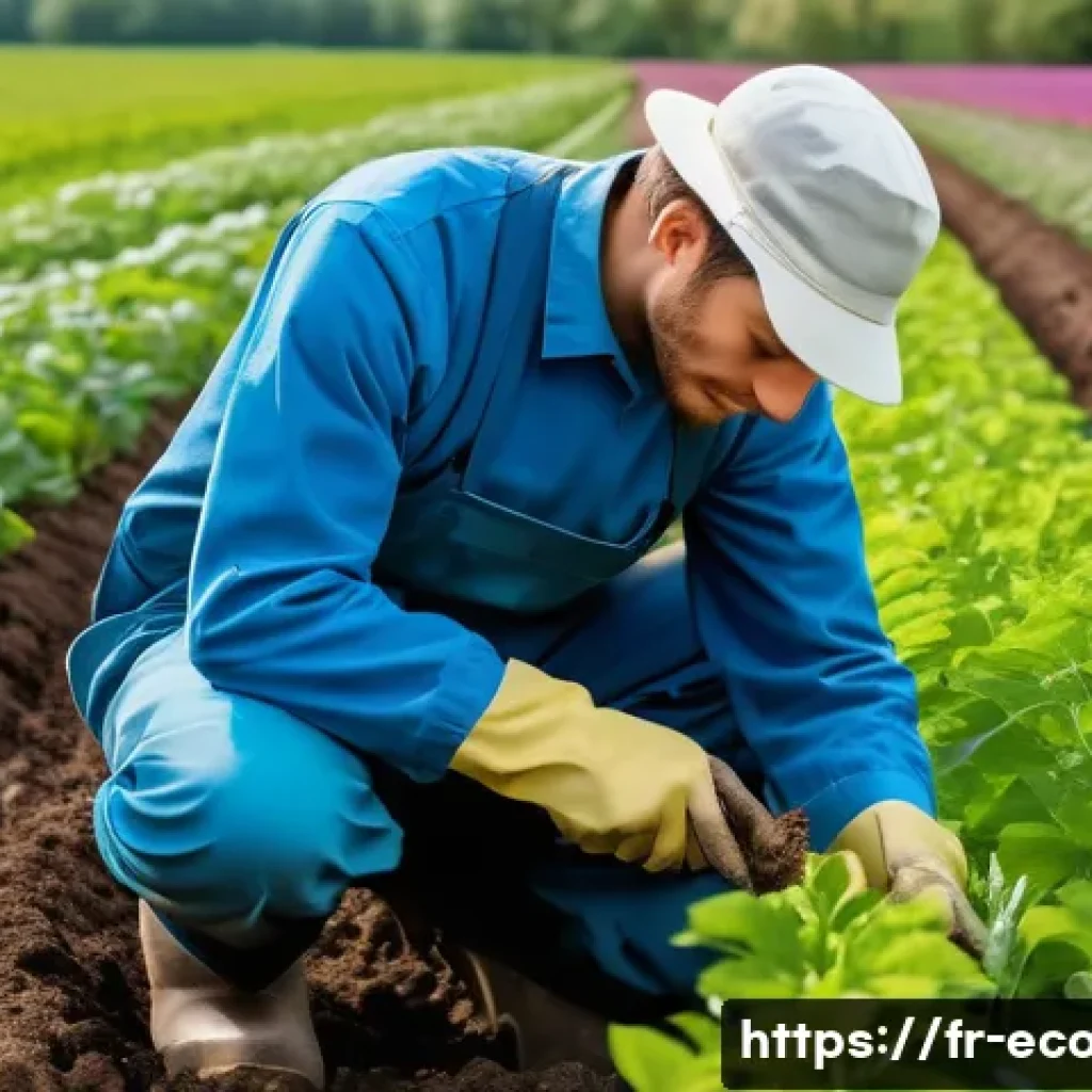 친환경농업기술자 자격증 취득 후 진로 변화 - A professional agricultural technician in a certified organic farm setting, wearing clean, practical...