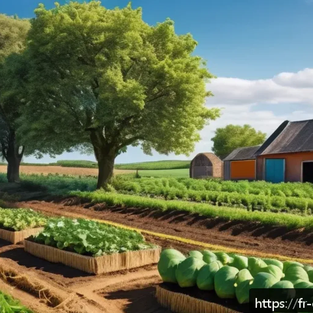 친환경농업기술자 자격증 준비를 위한 전략 - A detailed, vibrant illustration of a sustainable organic farm in the French countryside during spri...