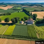 Home 18 친환경농업기술자 이직 준비를 위한 조언 - A vibrant French organic farm landscape showcasing sustainable agriculture practices: diverse crop f...