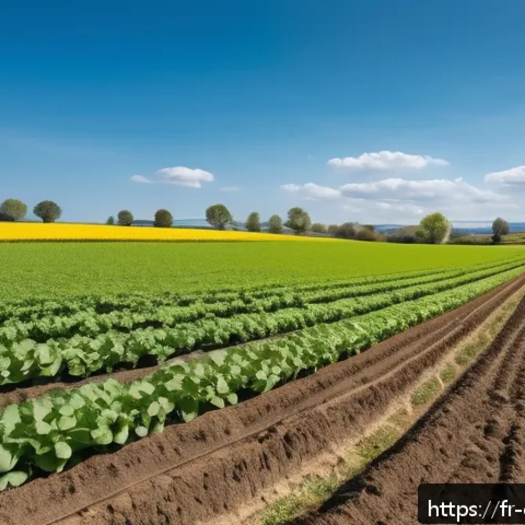 친환경농업기술자 자격증 취득을 위한 계획 - A vibrant organic farm landscape in rural France during springtime, showcasing diverse crop rotation...