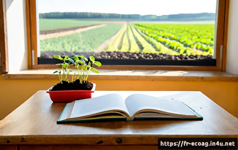 Home 17 친환경농업기술자 자격증 취득을 위한 필수 과목 - Photorealistic French agricultural college classroom, adult student studying essential sustainable f...